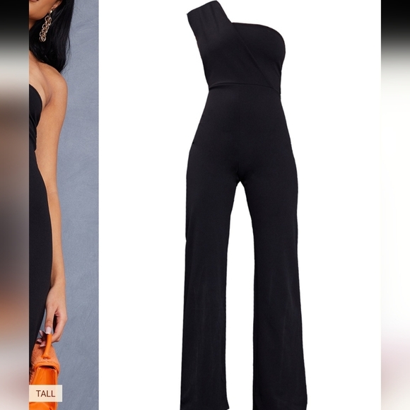 NWT PrettyLittleThing Black One-Shoulder Cocktail Gown Size 18 - Picture 10 of 10